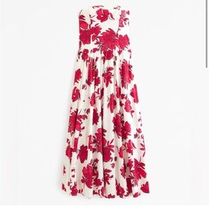 White floral maxi dress with red flowers